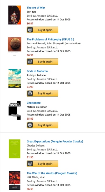 A sample of books I ordered on Amazon in 2005.